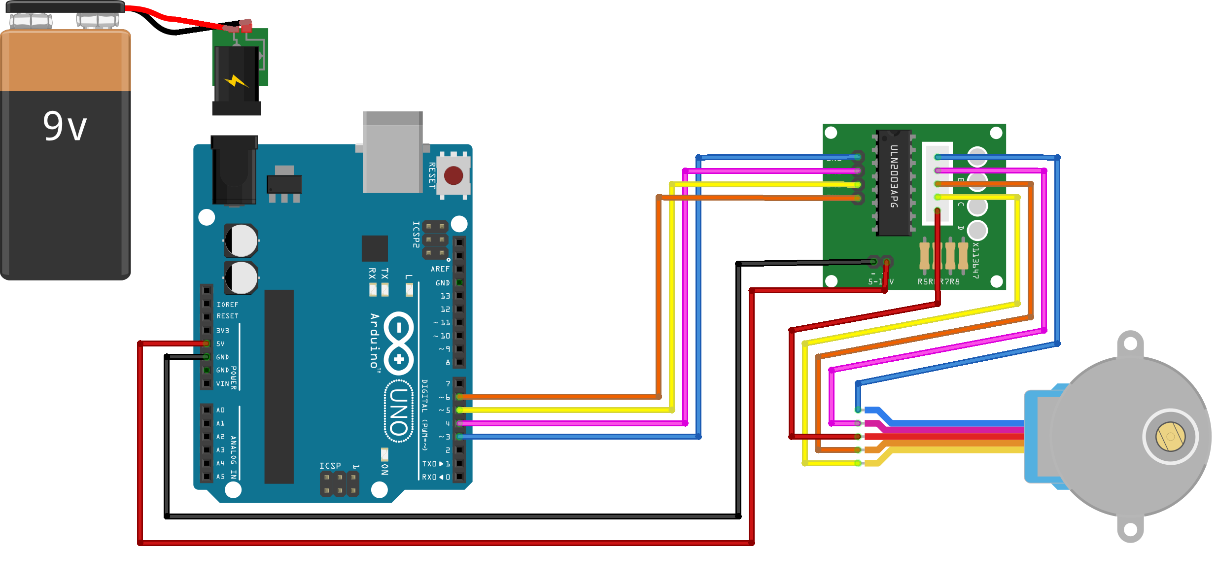 Servo motor breadboard layout