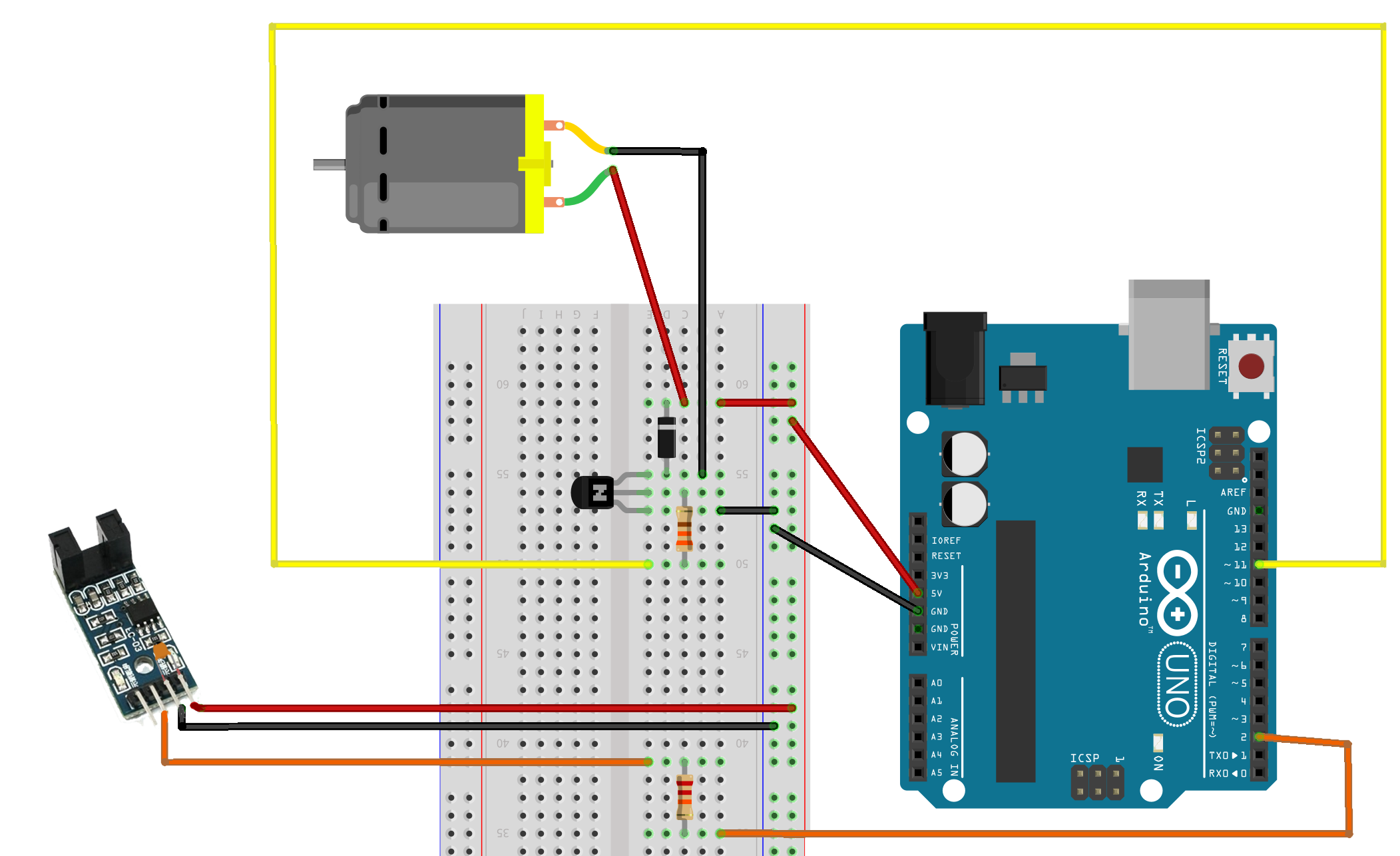 PWM colours breadboard layout