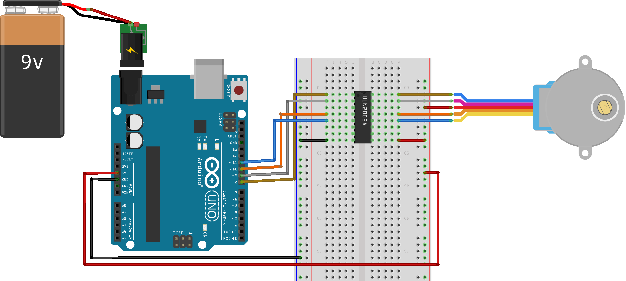 Servo motor breadboard layout